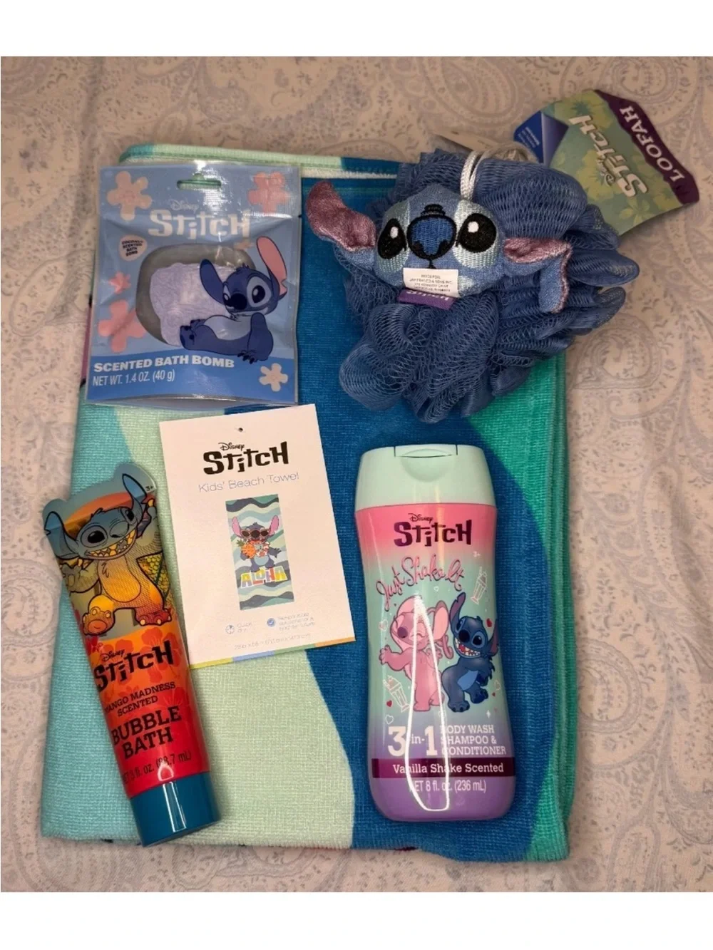 Disney Stitch & Angel Bath Set with Towel Set A